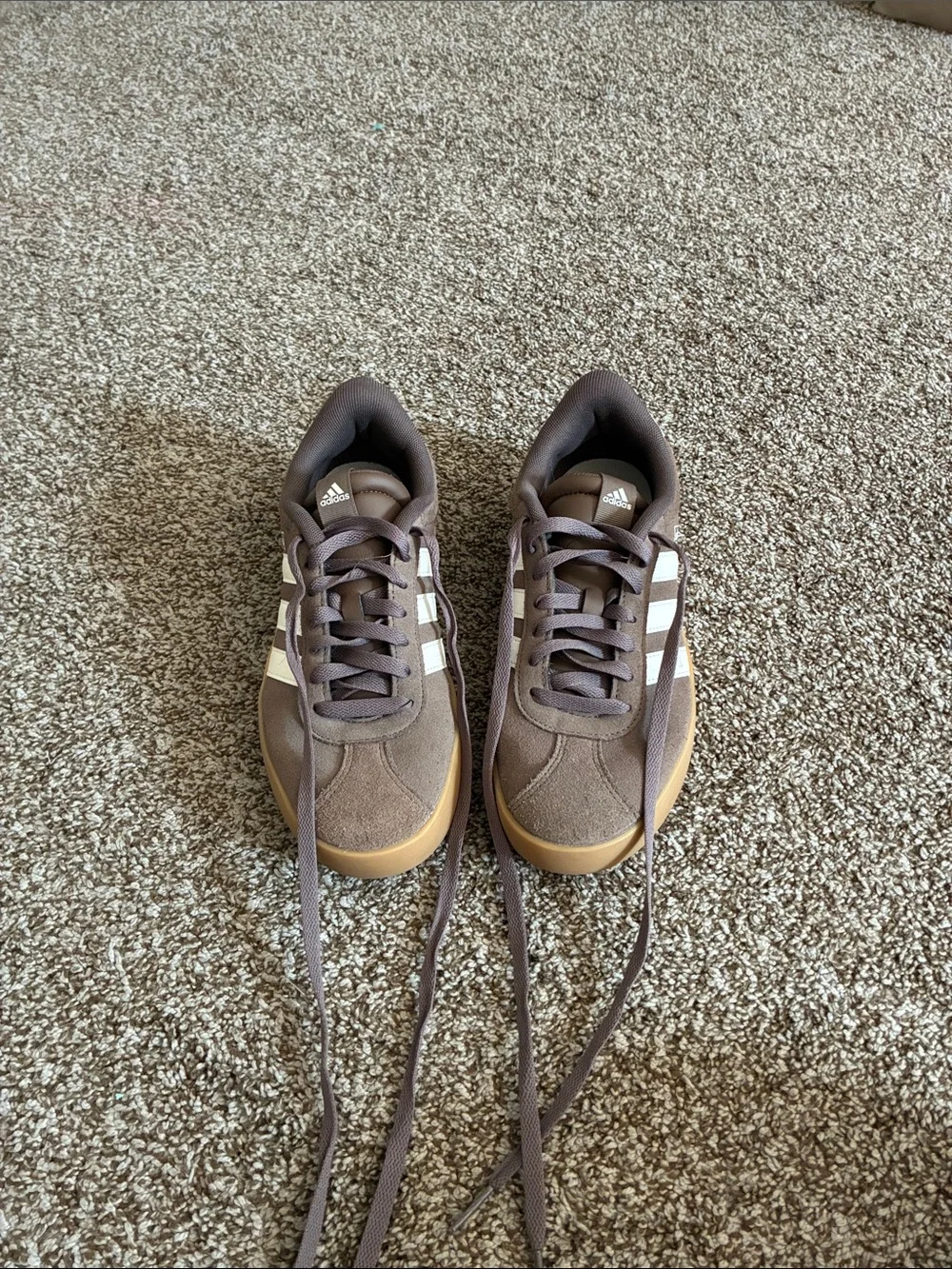 adidas Brown Suede Sneakers with White Stripes